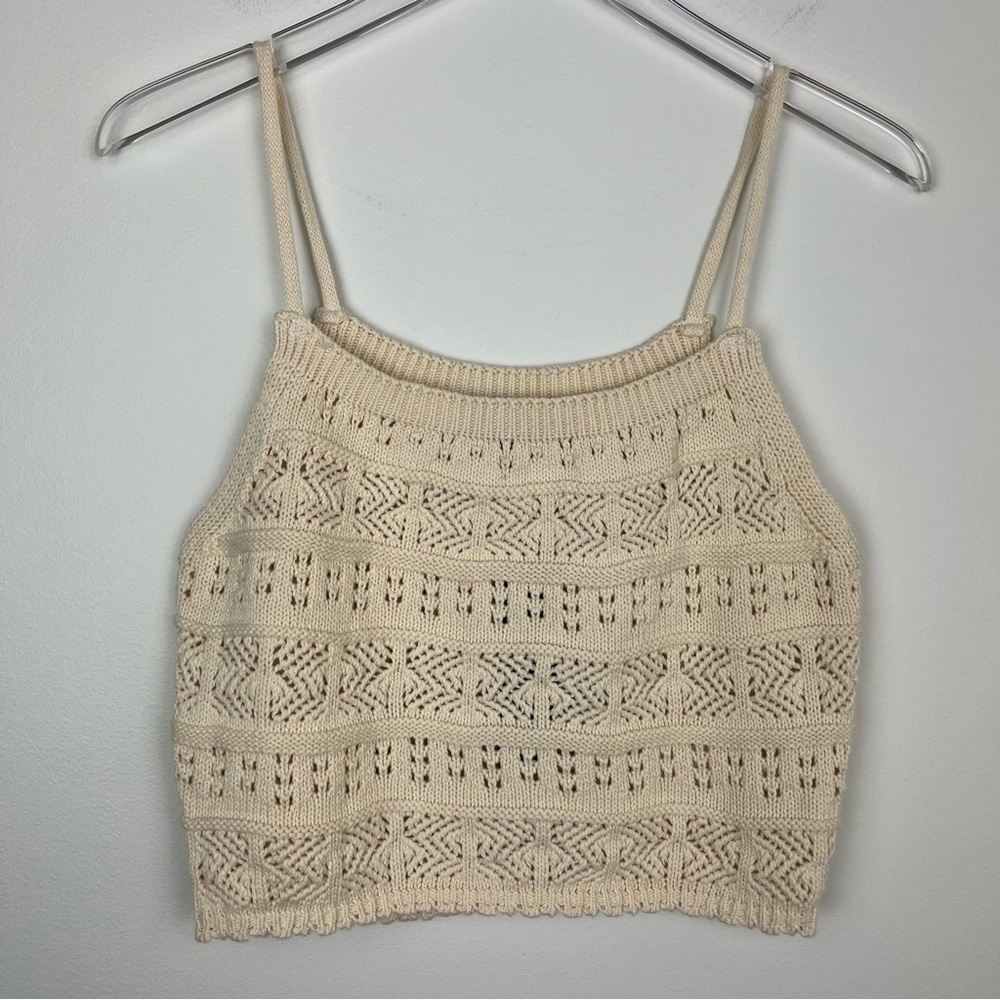 NWT LULU'S Cream Crochet Crop Tank Medium